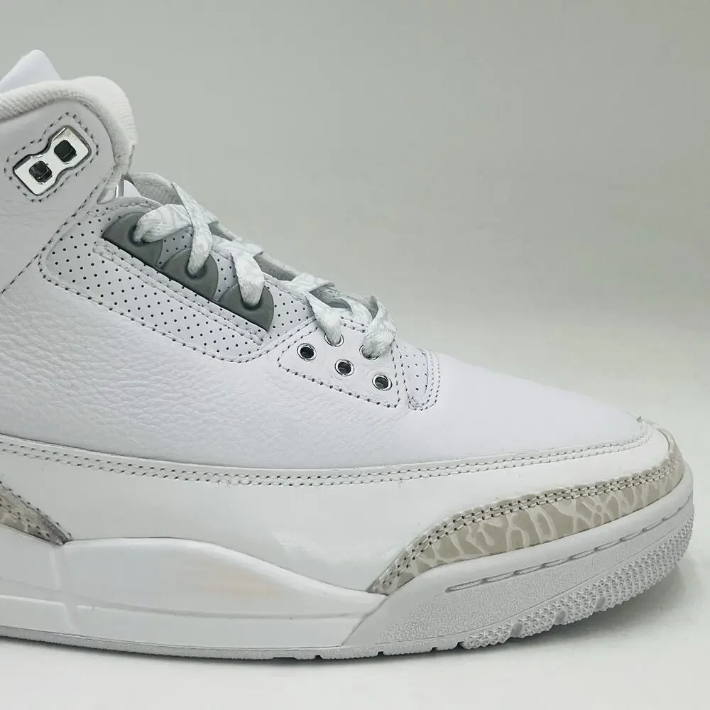 Nike Air Jordan 3 Retro White Silver Sneakers CT8532 111 Men Size 11 NEW